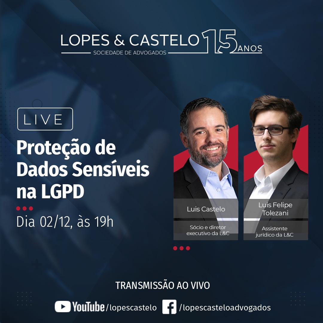 Live – Proteção de Dados Sensíveis na LGPD – Dia 02/12 às 19h